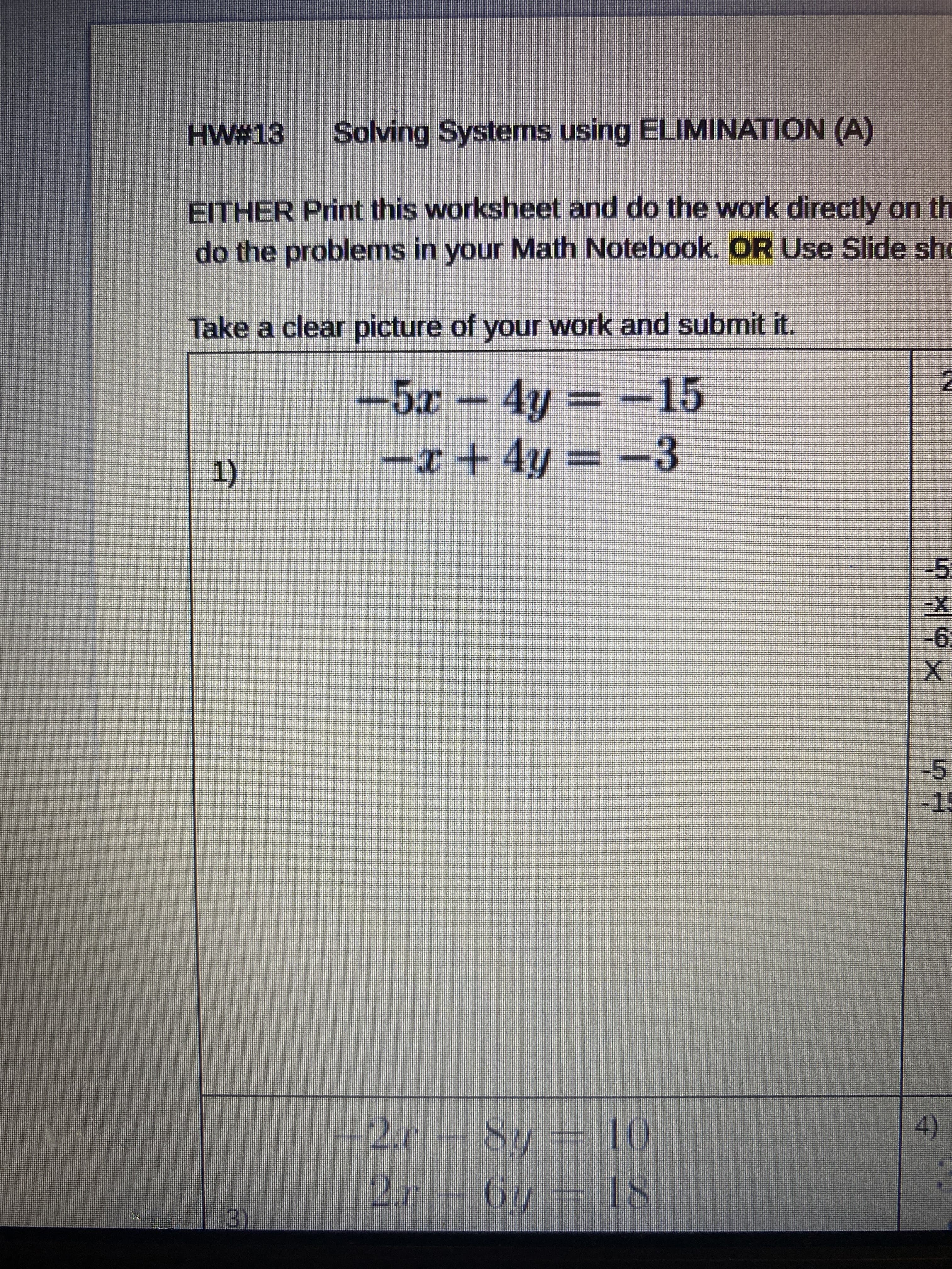 Solving Systems using ELIMINATION (A)
