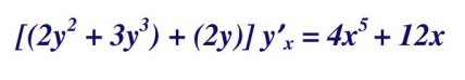 [(2y° + 3y') + (2y)l y'x = 4x° + 12x
%3D
