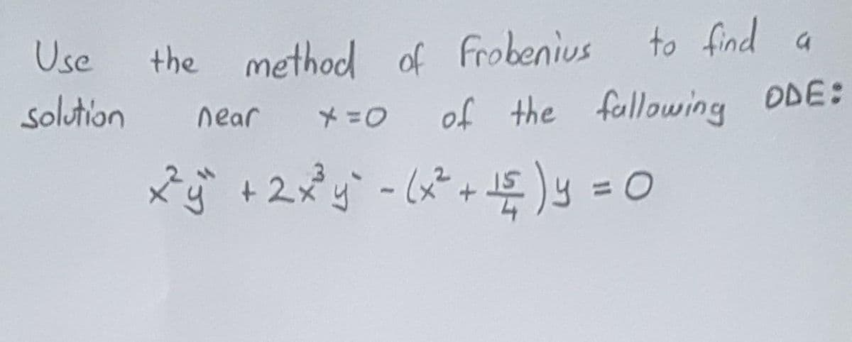 to find a
Use
the method of Frobenius
solution
of the fallowing DDE:
near
+2y-+)y = 0
