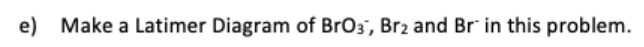 e) Make a Latimer Diagram of BrO3, Br2 and Br in this problem.