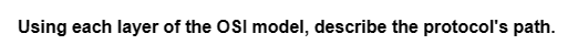 Using each layer of the OSI model, describe the protocol's path.