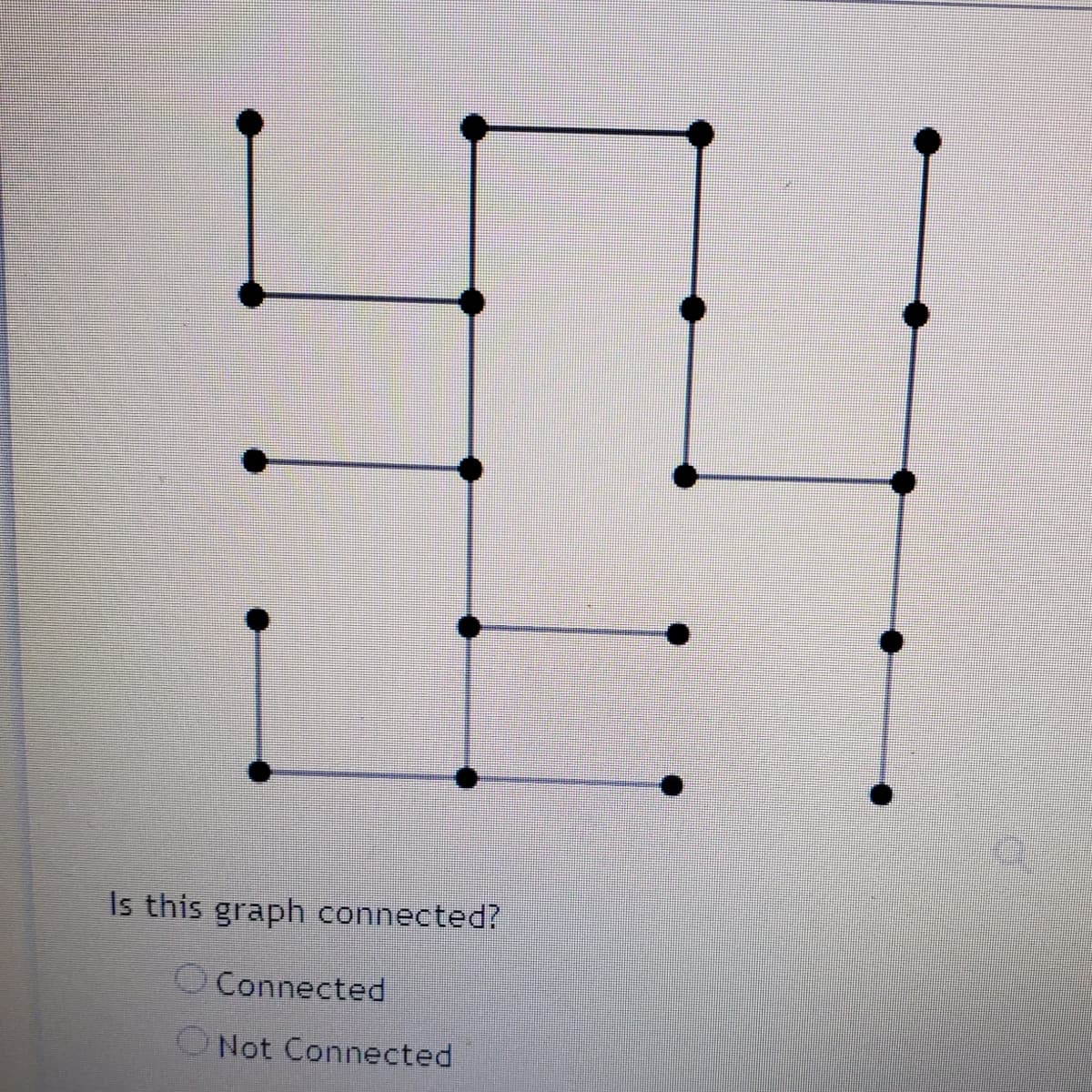 Is this graph connected?
O Connected
Not Connected
