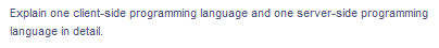 Explain one client-side programming language and one server-side programming
language in detail.
