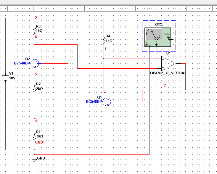 Xsci:
R3:
Ext Trig
R4
1kQ
Q2
BC548BP
V1
5.
OPAMP 3T_VIRTUAL
10V
R2
2kQ
Q1
BC548BP
R1
3kQ
GND
GND
