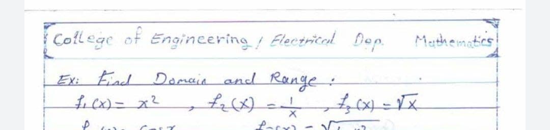 of
Engincering /
Electrical Dep.
Mathematics!
End Domainand Range :
40x)=x2
