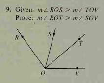 9. Given: mZ ROS > m L TOV
Prove: m L ROT > m 2 SOV
S
R
T.
V
