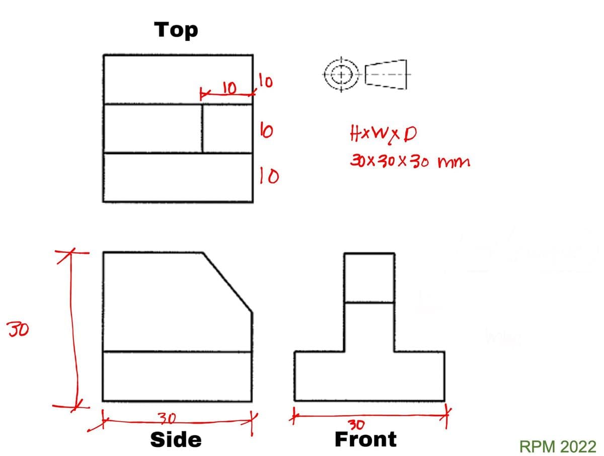 Тop
10
10
HXWXD
30x 30X 30 mm
10
30
30
30
Side
Front
RPM 2022
