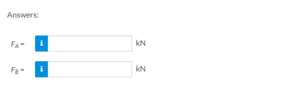 Answers:
FA=
FB =
i
i
kN
kN