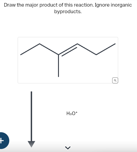 Draw the major product of this reaction. Ignore inorganic
byproducts.
+
H3O+
>
✔