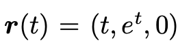 r(t) = (t, et,0)