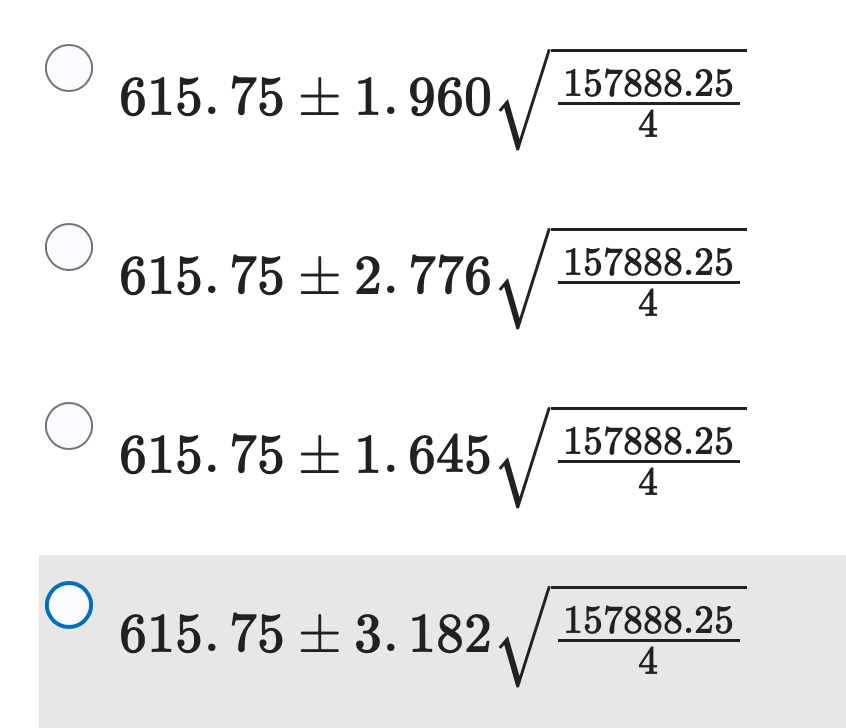 O
O
615.75 ± 1.960.
615.75 +2.776
615.75 +1.645
615.75 +3. 182.
157888.25
4
157888.25
4
157888.25
4
157888.25
4