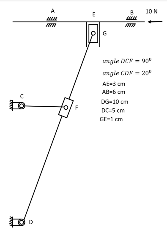 TITTIT
TIMMT
C
D
A
O
F
E
G
B
LILIL
10 N
angle DCF = 90⁰
angle CDF = 20⁰
AE=3 cm
AB=6 cm
DG=10 cm
DC=5 cm
GE=1 cm