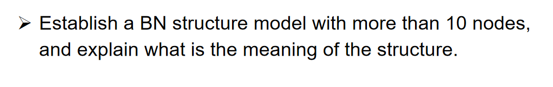 Establish a BN structure model with more than 10 nodes,
and explain what is the meaning of the structure.
