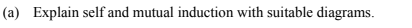 (a) Explain self and mutual induction with suitable diagrams.
