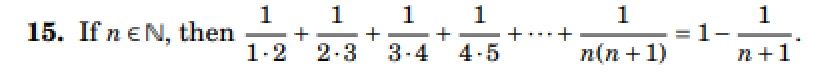 1 1 1 1
+
+
1-2 2-3
3-4
4-5
15. If neN, then +
+
+
1
n(n+1)
= 1-
1
n+1