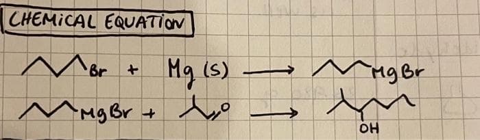 CHEMICAL EQUATION
Br
Mg is)
MagBr
MMg Br + do
OH
