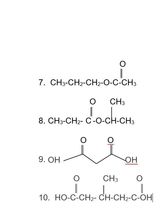 7. CНз-СH2-СН2-0-С-СНз
CH3
8. CH3-CH;- C-O-CHCH.
9. ОН
OH
www w
CH3
10. НО-С-СH2- CH-CH2-C-ОН
