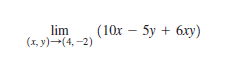 lim
(х, у) —(4, -2)
(10х — 5у + 6ху)
