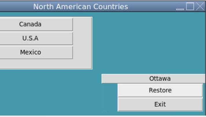 North American Countries
Canada
U.S.A
Mexico
Ottawa
Restore
Exit
