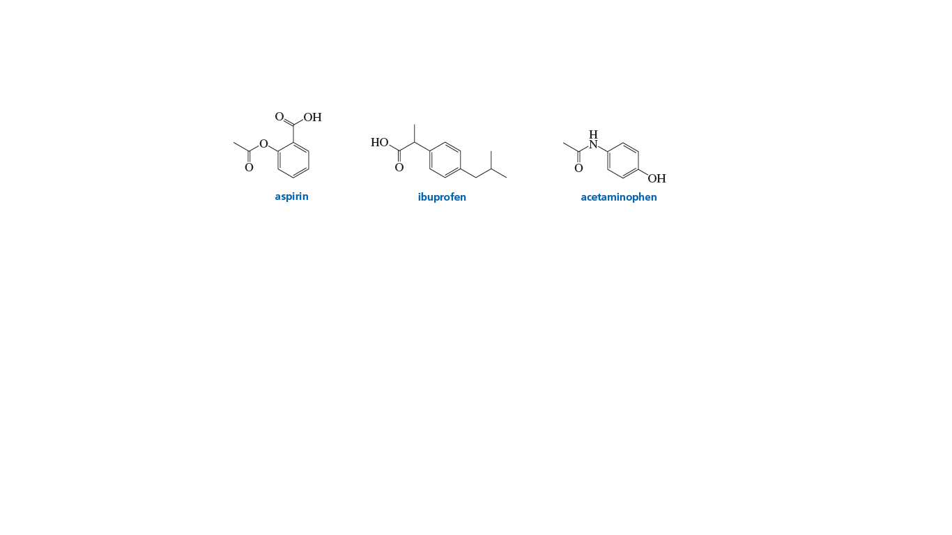 НО.
OH
aspirin
ibuprofen
acetaminophen
