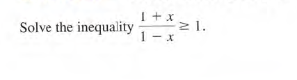 I + x
:1.
1 - x
Solve the inequality
