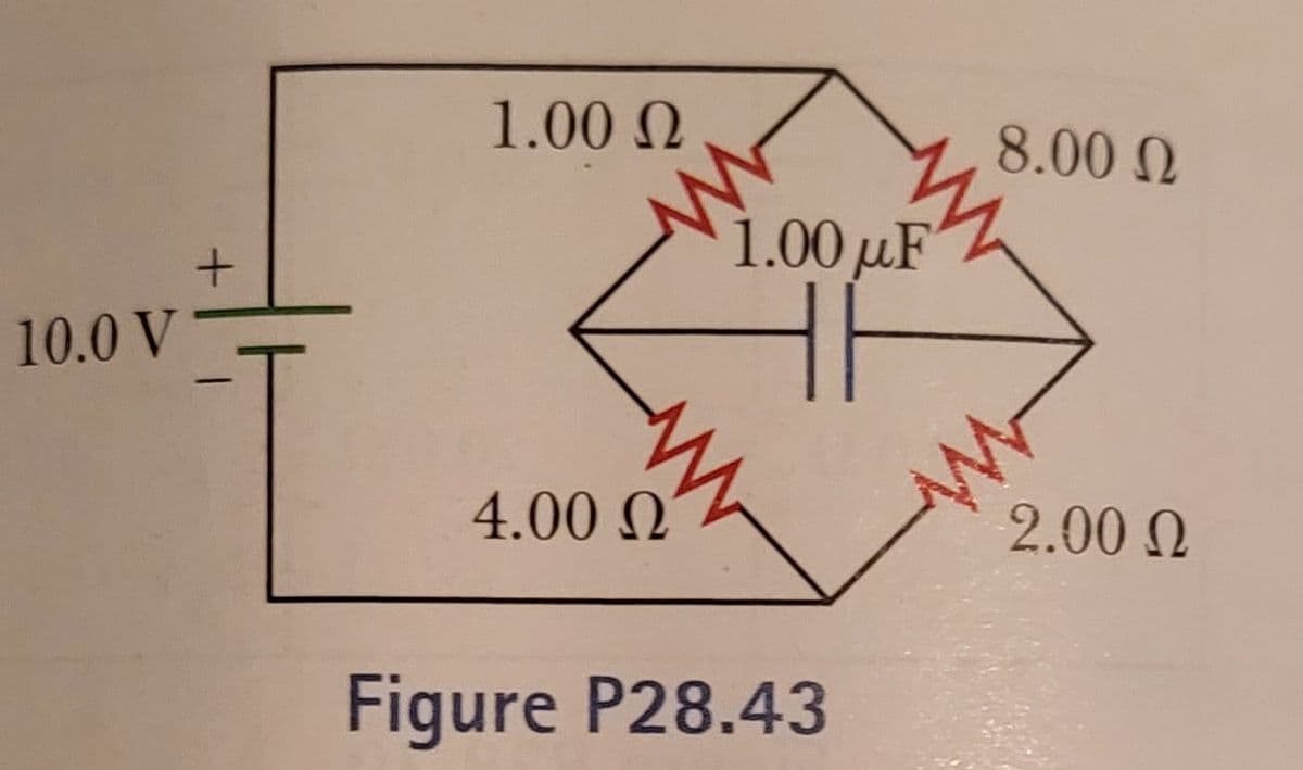 1.00 N
8.00 N
1.00 µF
10.0 V
4.00 N
2.00 N
Figure P28.43
