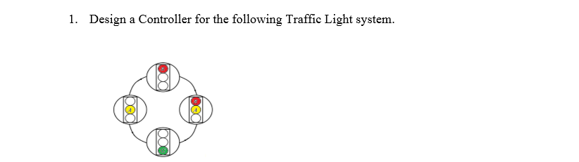 1. Design a Controller for the following Traffic Light system.
