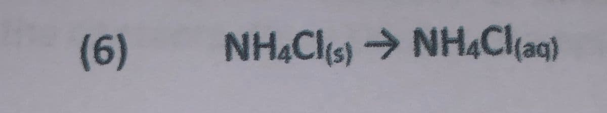 (6)
NHẠCIS) → NH4Cl(aq)
