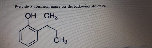 Provide a common name for the following structure.
OH CH3
CH3