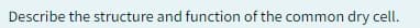 Describe the structure and function of the common dry cell.