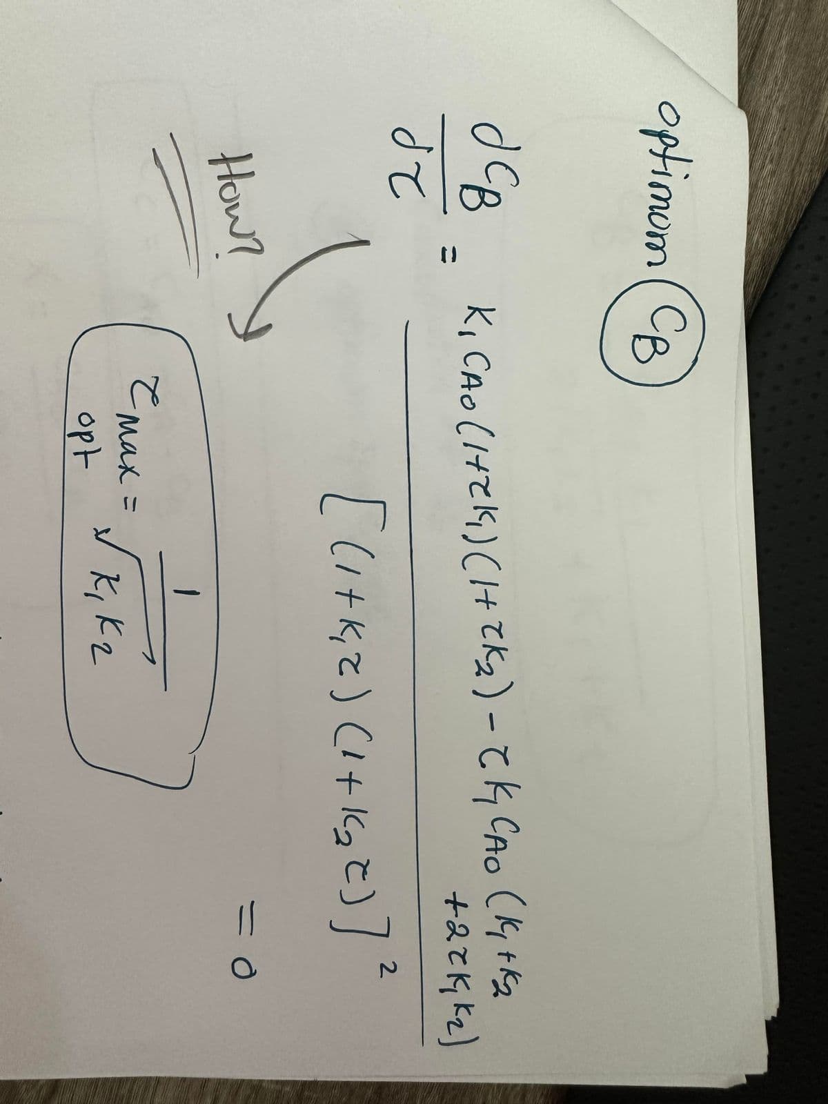 optimum (CB
осв
de
()
How?
K₁ CAO (HCK) (H CK₂) - CK CAO (Kyrk₂
+2rkkz)
2
[(1+k₁2) (1+1₂e)] ²
e max =
opt
K₁ K₂
= 0