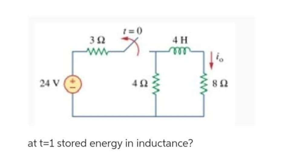 24V (1
3 Ω
wwww
1=0
4Ω
4Η
m
at t=1 stored energy in inductance?
8 Ω