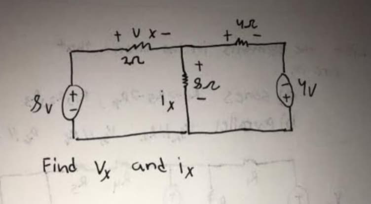 Sv
+
+ U X-
22
+
sr
Find V₂ and ix
Vx
ил
tm
M
ไป