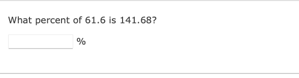 What percent of 61.6 is 141.68?
%