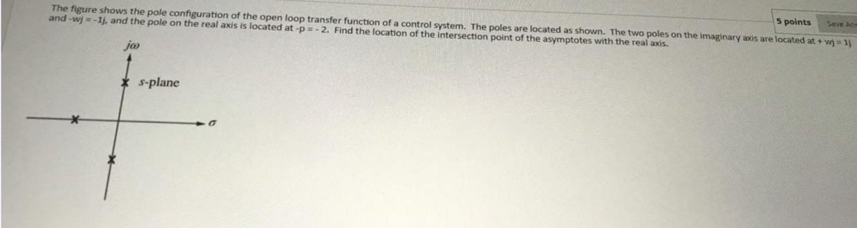 sfer function of a control system. The poles are located as shown. The
- Find the location of the intersection point of the asymptotes with the
