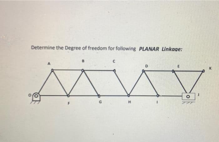 Determine the Degree of freedom for following PLANAR Linkage:
