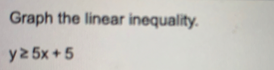 Graph the linear inequality.
y2 5x +5
