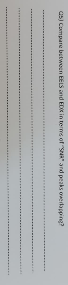 Q5) Compare between EELS and EDX in terms of "SNR" and peaks overlapping?
