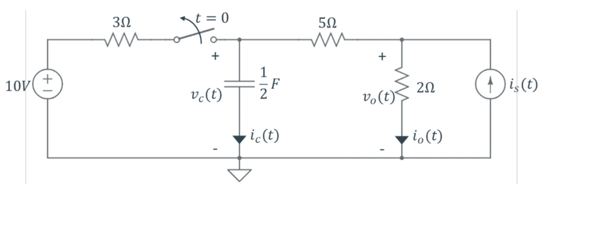 30
t = 0
+
10V
1
F
2
(t)
v.(t)
20
vo(t)
ic(t)
i,(t)
+
