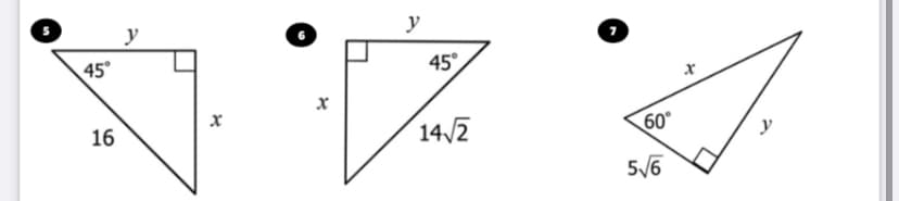 y
y
45°
45°
х
х
16
(14/2
60°
y
5/6
