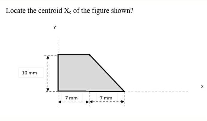 Locate the centroid Xc of the figure shown?
y
10 mm
7 mm
7 mm
