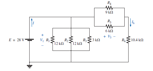 R4
9 kN
R5
6 kN
Vị R1
R2
12 kn
12 kn
+ Vs -
R
E = 28 V
R 3 kN
10.4 kn
