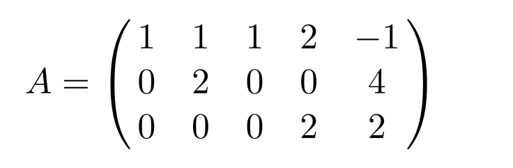 A =
1 1 1 2 -1
02004
0002 2