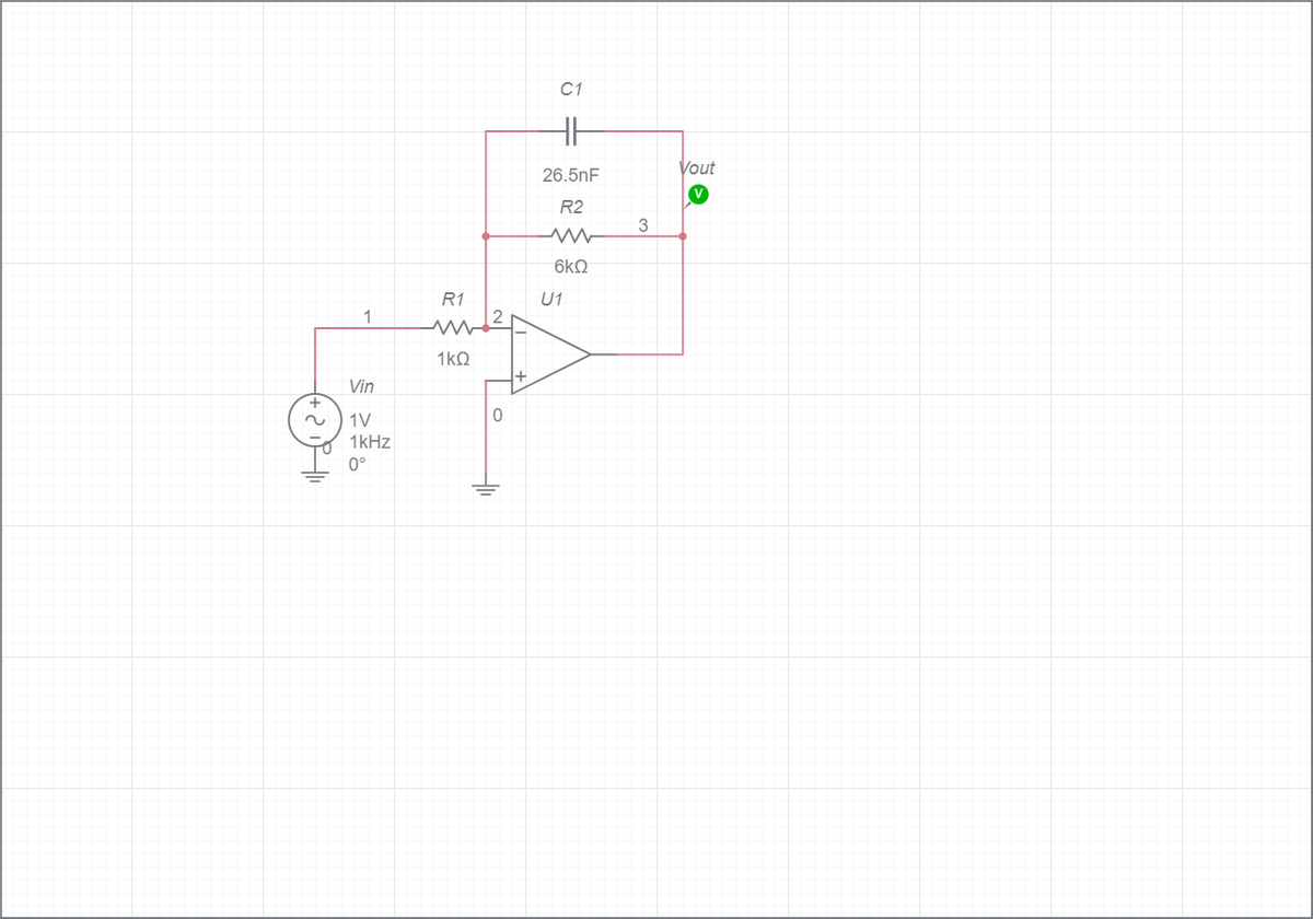 C1
Vout
26.5nF
R2
3
6kQ
R1
U1
1
1kQ
Vin
1V
1kHz
0°
