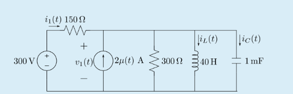 i1(t) 150 N
liL(t)
lic(t)
+
)(1 )2µ(t) A
1 mF
300 V
v1 (t)
300 N
40 H
