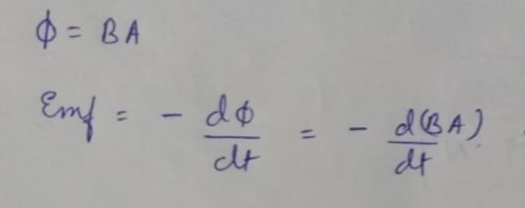 $ = BA
%3D
Emf =
- do
dBA)
dt
-
