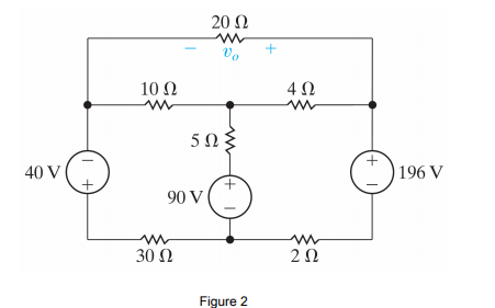 20 N
10 Ω
5Ω
40 V
196 V
90 V
30 Ω
2Ω
Figure 2
