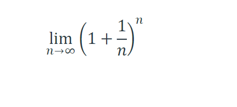 The image contains a mathematical expression representing a limit, which is fundamental in calculus. The expression is as follows:

\[
\lim_{{n \to \infty}} \left(1 + \frac{1}{n}\right)^n
\]

This limit is crucial because it defines the mathematical constant \(e\), which is approximately equal to 2.71828. The constant \(e\) is the base of the natural logarithm and appears frequently in various fields of mathematics, including calculus and complex analysis.

### Explanation:

- The notation \(\lim_{{n \to \infty}}\) indicates that we are considering the limit as \(n\) approaches infinity.
- Inside the limit, we have the expression \(\left(1 + \frac{1}{n}\right)^n\), which increases as \(n\) increases.

As \(n\) becomes very large, \(\left(1 + \frac{1}{n}\right)^n\) approaches the constant \(e\).

Understanding this limit is fundamental in the study of exponential growth, compound interest, and many areas of higher mathematics.