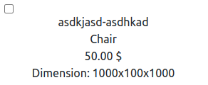 asdkjasd-asdhkad
Chair
50.00 $
Dimension: 1000x100x1000