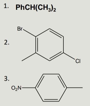 1. PHCH(CH;),
Br
2.
3.
O,N-
